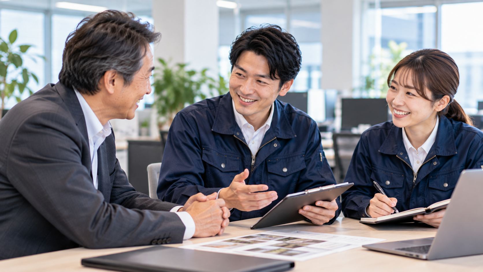 お客様の話を聞きながら一緒に考える打ち合わせの様子